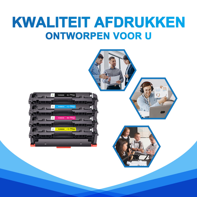 Huismerk HP 415X KCMY Hoge Capaciteit Toners 4-Pack Zonder Chip